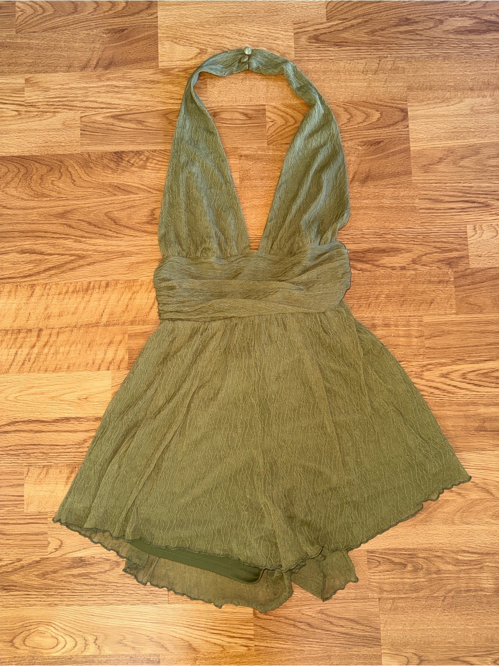 Fashion Nova Olive Green Halter Chemise